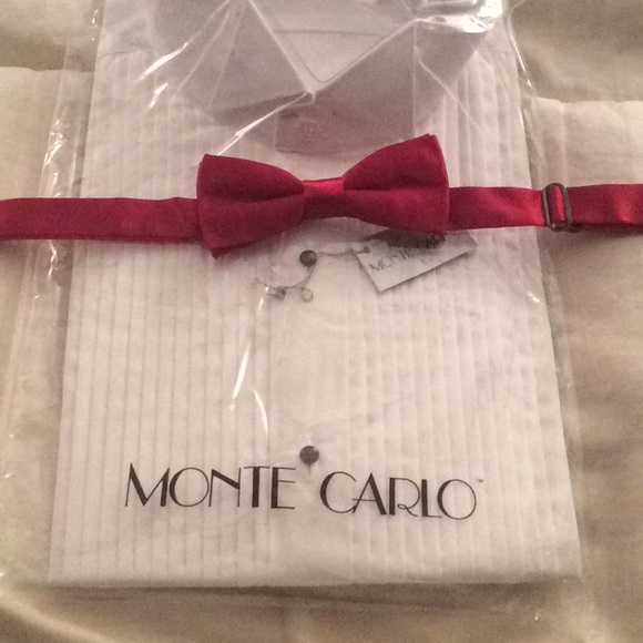Other - Tuxedo shirt and red bow tie